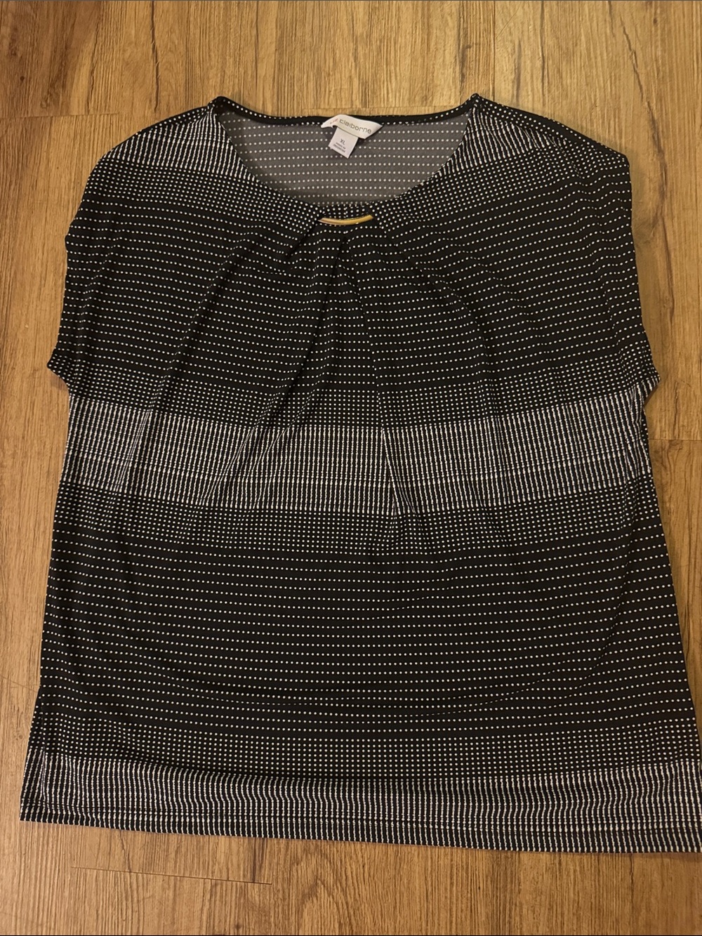 Liz Claiborne Black and White Dot-Stripe Sleeveless  Top